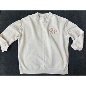 Billabong Teen Small Graphic Roses Print Cream Colored Pullover Crewneck